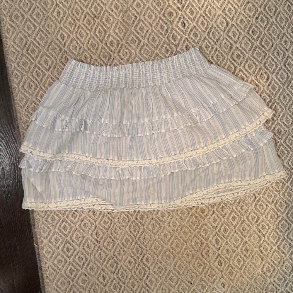 LoveShackFancy Light Blue Smocked Skirt
